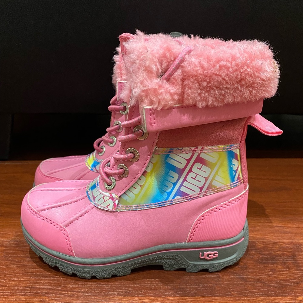 Ugg Girls Australia Pink Butte II Chromatic Round Toe Snow Boot Size US 10